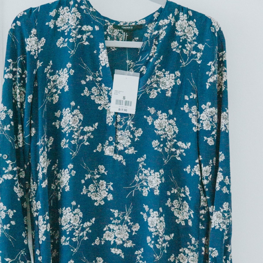 chiffon blue floral button-up dress